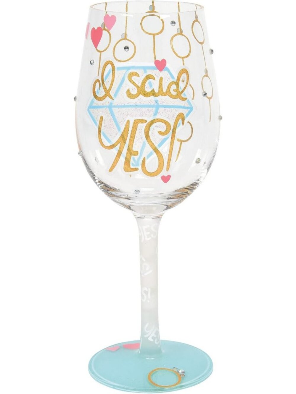 Hand-Painted Artisan Wedding Wine Glass, 15oz, Colorful Gift for Bride & Groom